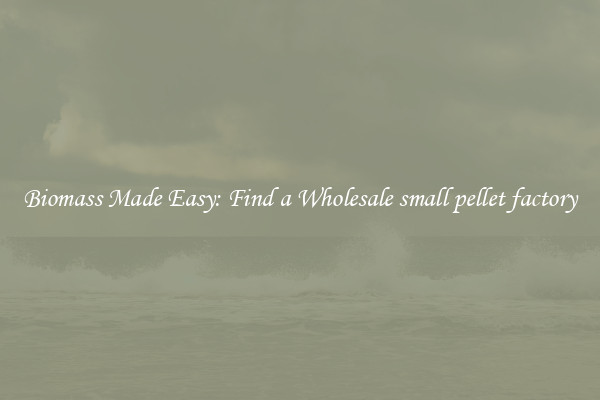  Biomass Made Easy: Find a Wholesale small pellet factory 
