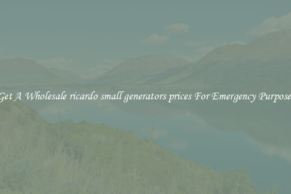 Get A Wholesale ricardo small generators prices For Emergency Purposes